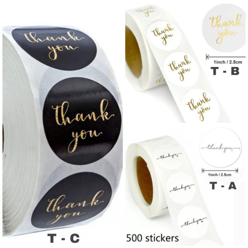 1 Roll (500pcs) Stiker Label 2.5cm stiker terimakasih Label Thank you for OLshop DIY