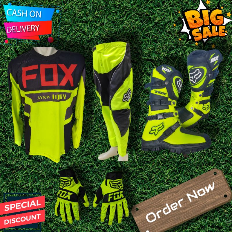SETELAN BAJU TRAIL CROSS set DEWASA sepatu Jersey celana glove cross trail offroad LOKAL trabas