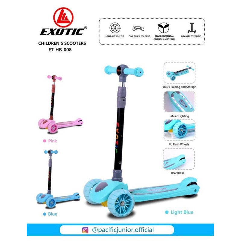 Skuter Anak Tiga Roda Exotic HB008 Otoped Scooter Anak