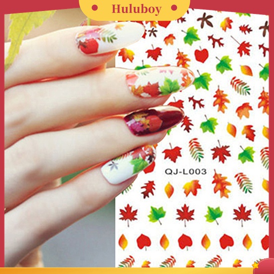 Huluboy Huluboy♡ Stiker Decal Motif Daun Maple / Bunga / Kupu-Kupu Untuk Dekorasi Manicure / Nail Art Butterfly