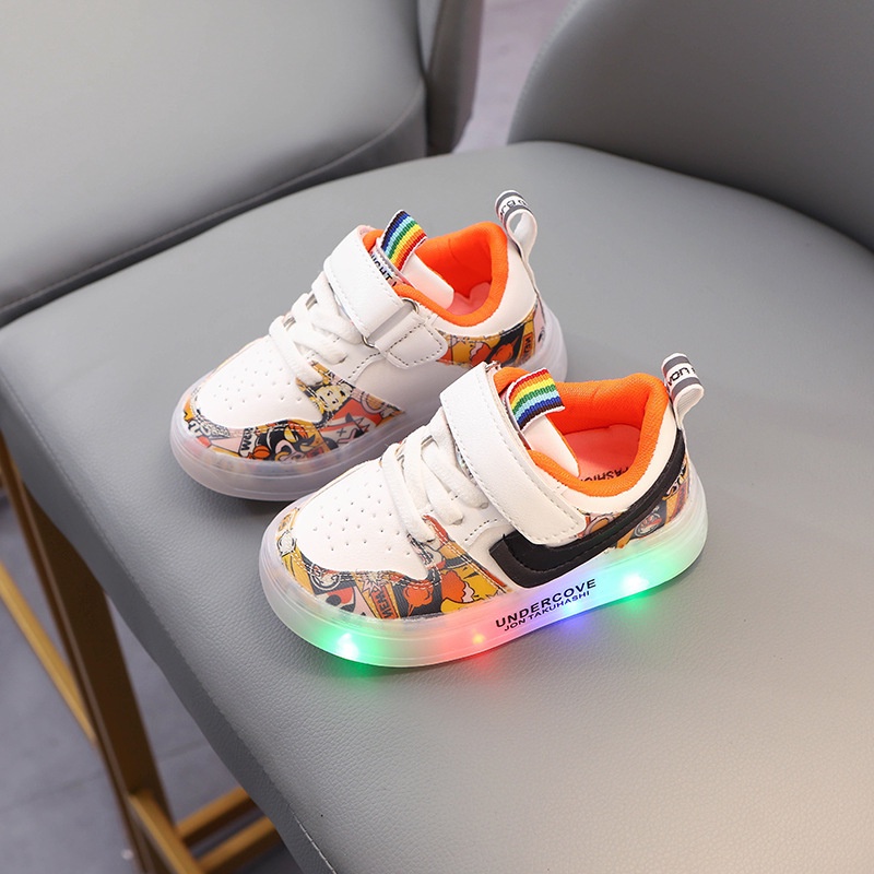 LittleAaron JOHN AIR K56 Sepatu Sneakers Anak Laki / Perempuan LED Menyala  Import sekolah