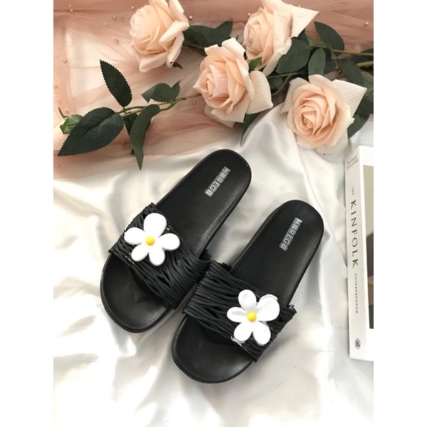 Sandal Slop Tebal Akar Bunga Melati Import Morego 2088-15-Hitam