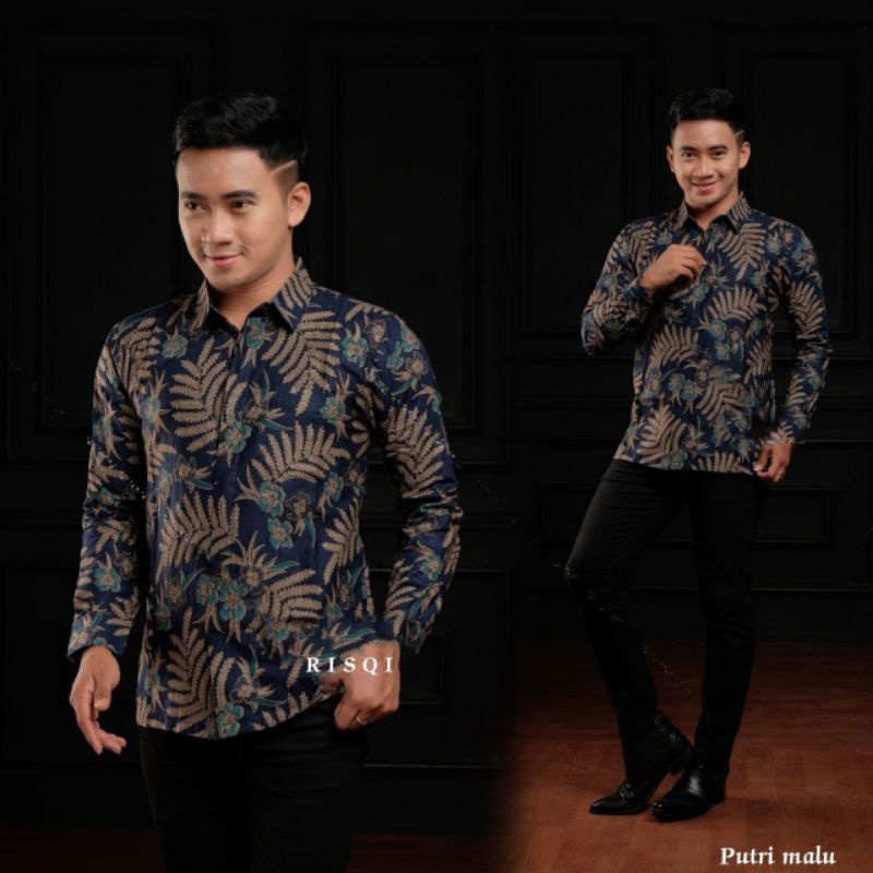 KEMEJA BATIK PRIA MODERN BATIK LENGAN PANJANG MOTIF PUTRIMALU