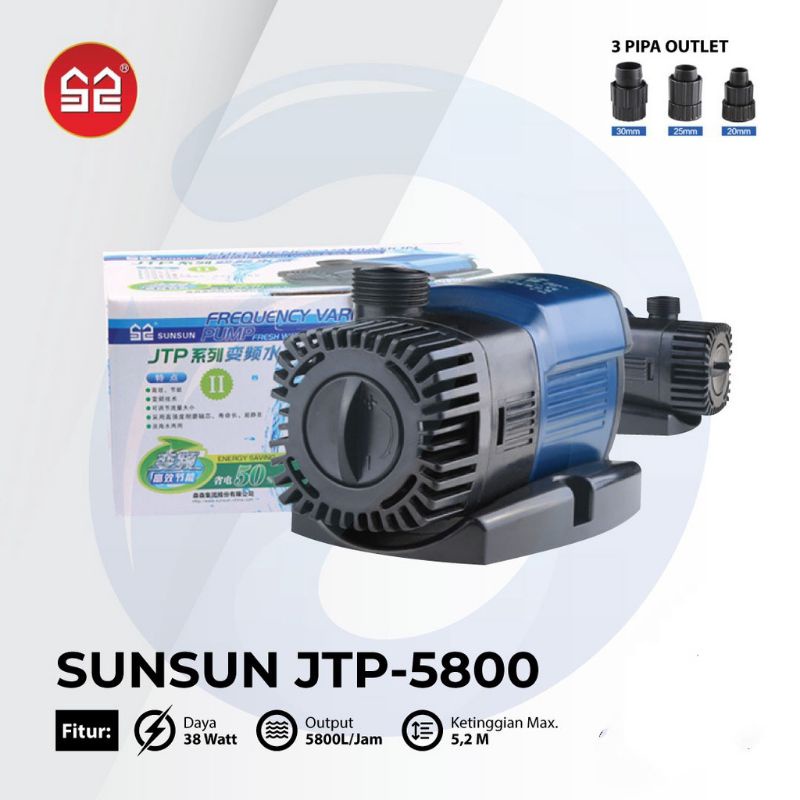Sunsun JTP - 5800 / Pompa celup hemat listrik pompa kolam