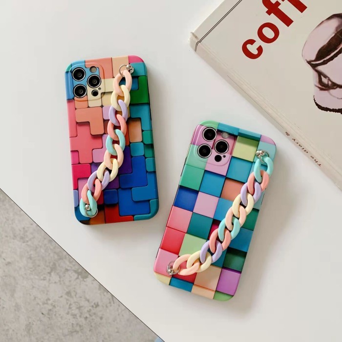 iPhone 7 7s - 8 SIZE KECIL 4.7 - SE2 - SE3 - Cubic Wirst Chain Cute Fancy Soft Beauty Case