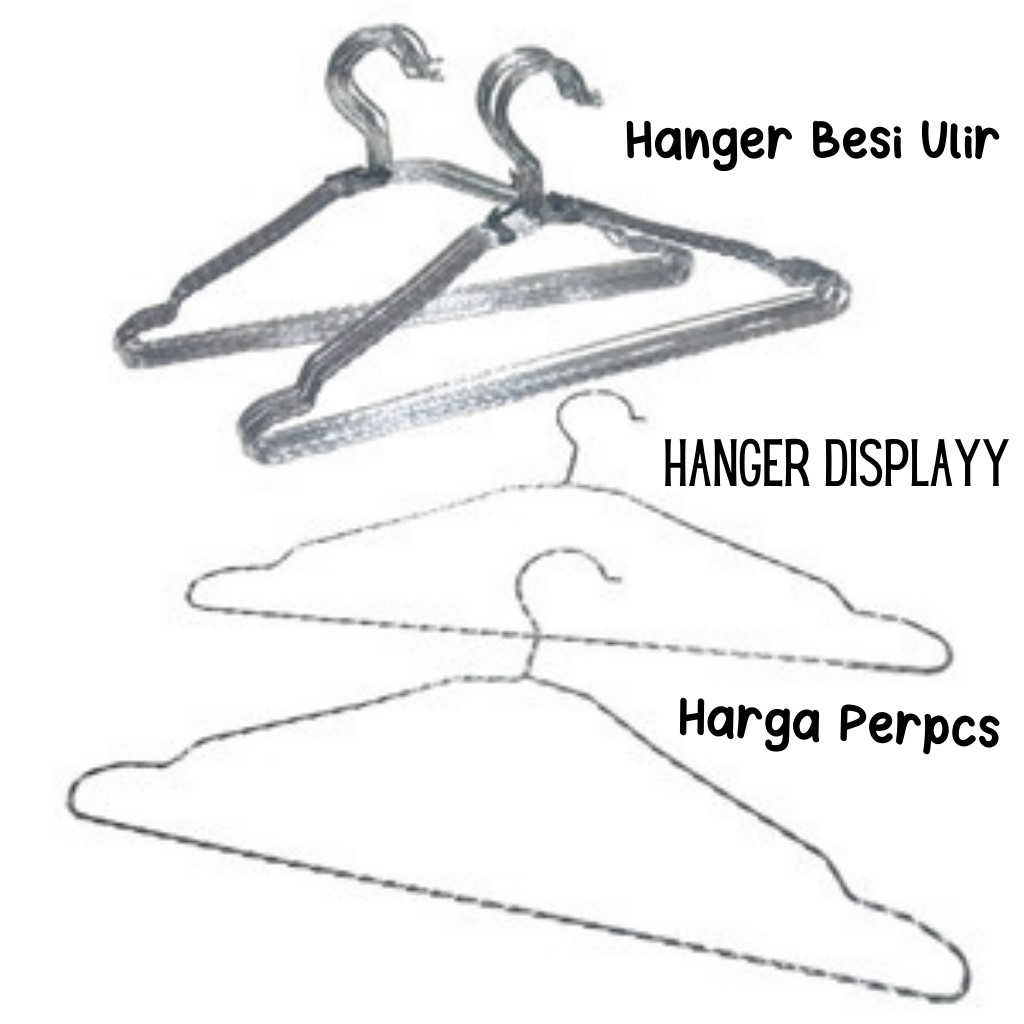Hanger Besi Ulir / Gantungan Baju Stainless Steel Import Silver Perpcs