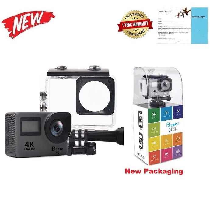 PROMO BCARE BCAM X-3 ACTION CAMERA WIFI 16 MP SONYSENSOR 4K DUALSCREEN GREY TERLARIS