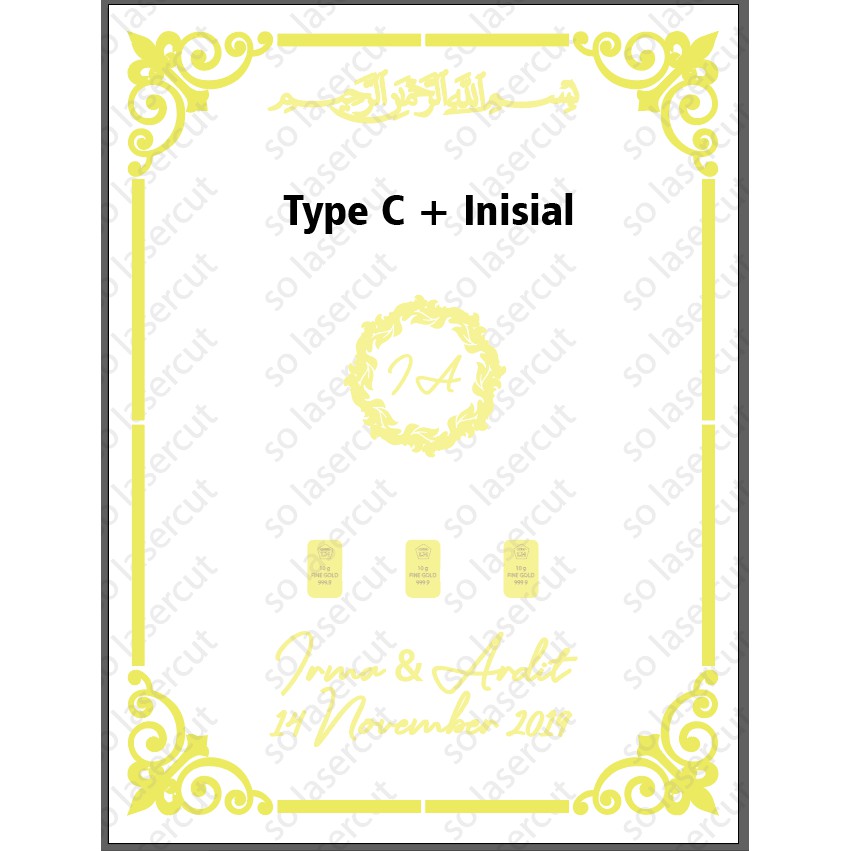 [Akrilik Emasnya Saja] PO Dekorasi Cetak Akrilik Emas frame mahar 40x50 -Gold Mirror / Rose Gold