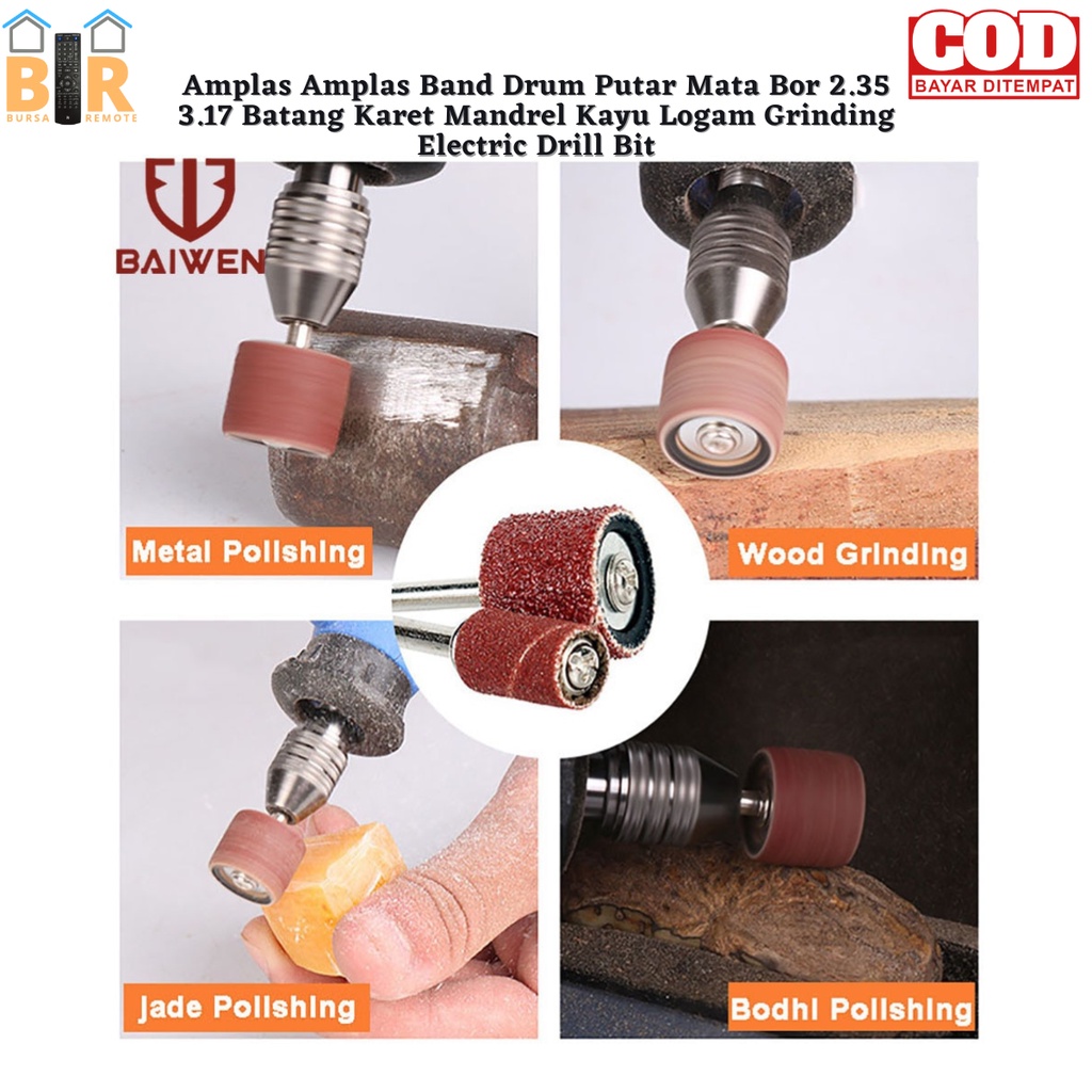 Batang As Mandrel Untuk Amplas Drum Shaft Sanding Bulat Mini Grinder 2.35 / 3.17mm