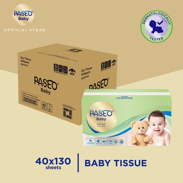 Paseo Baby Tissue Bayi Soft Pack 130 Sheets x 40 pcs (Carton)