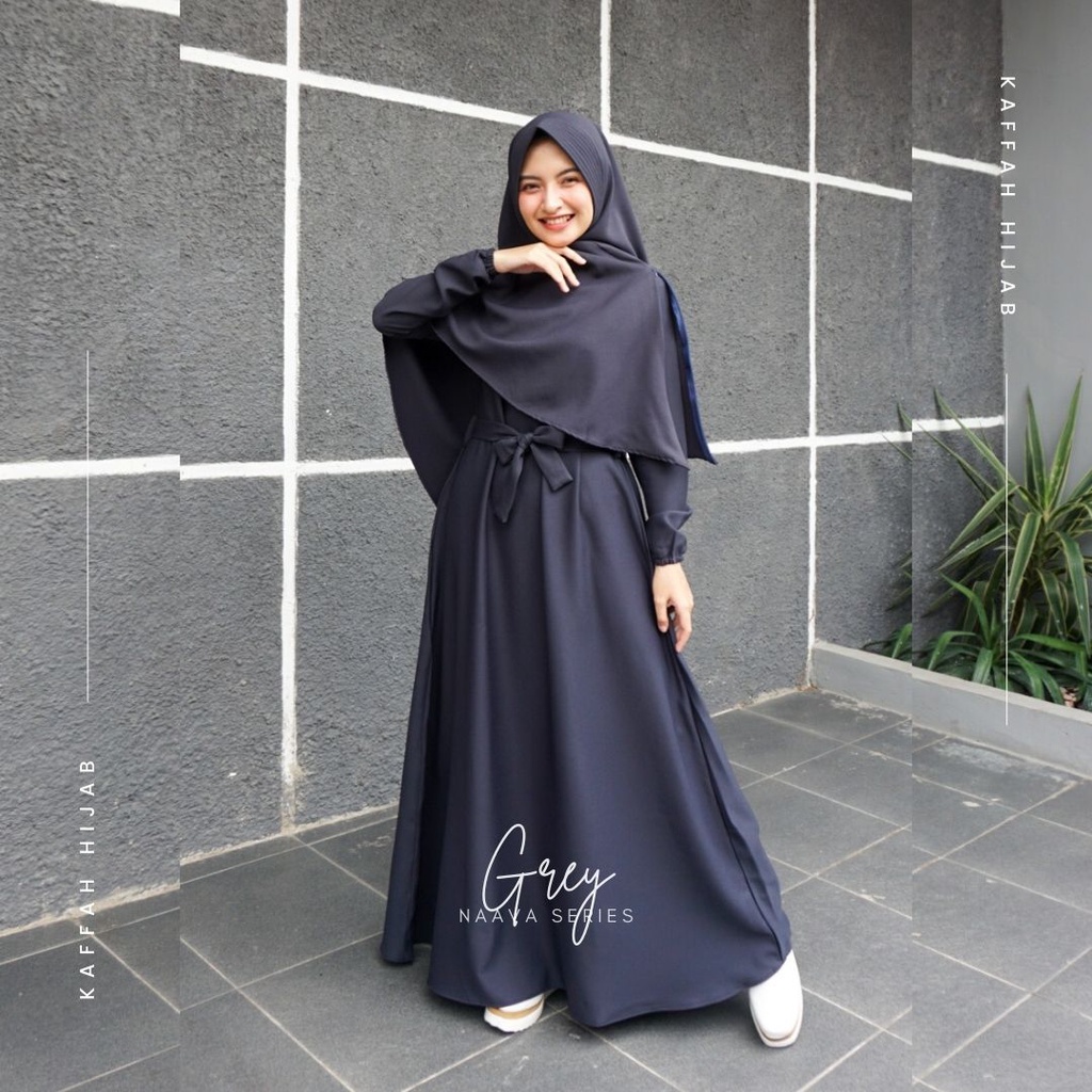 Kaffah Hijab | Set Gamis Jilbab Syari | Naava Grey