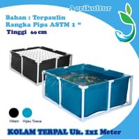 Jirifarm Kolam Ikan Terpaulin 100X100x60 cm Pengganti Bak Fiber