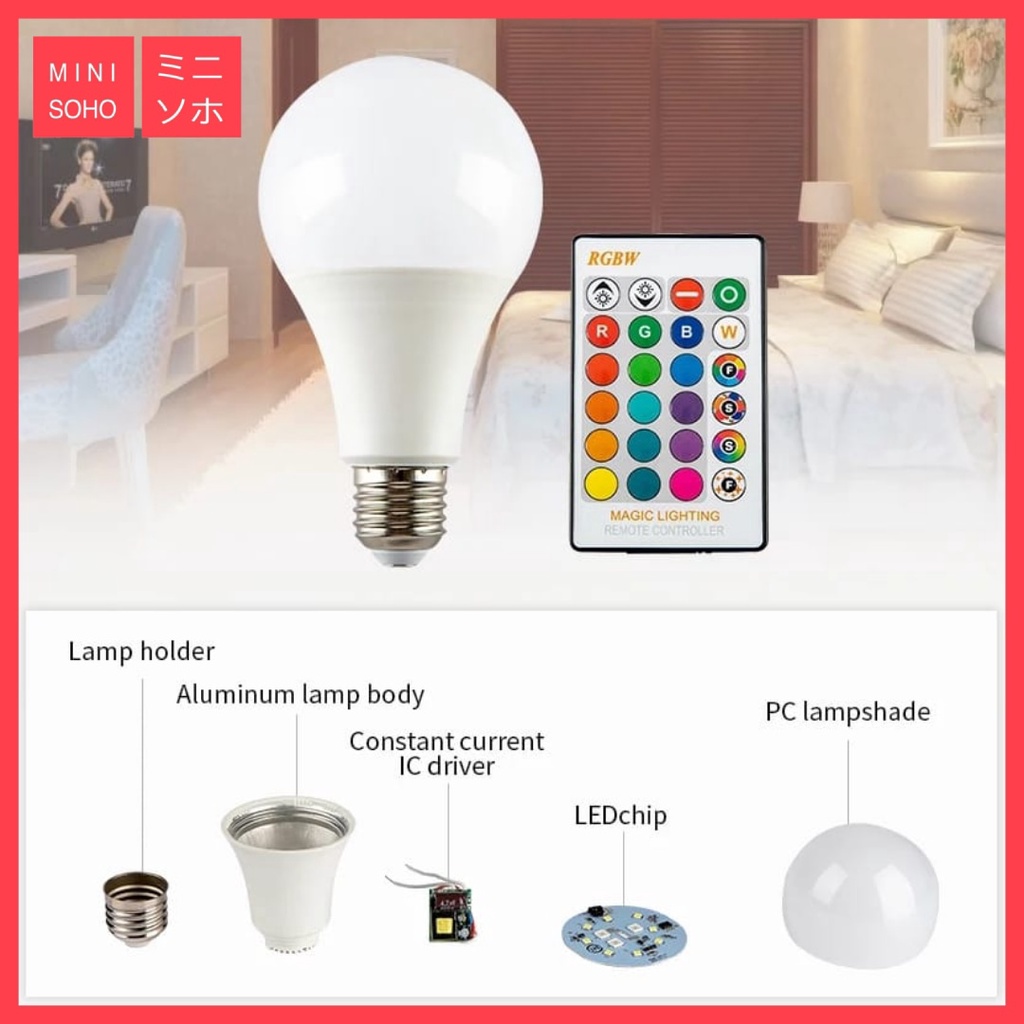 Lampu Bohlam LED RGB Remote Control 16 Warna Dimmable 7W