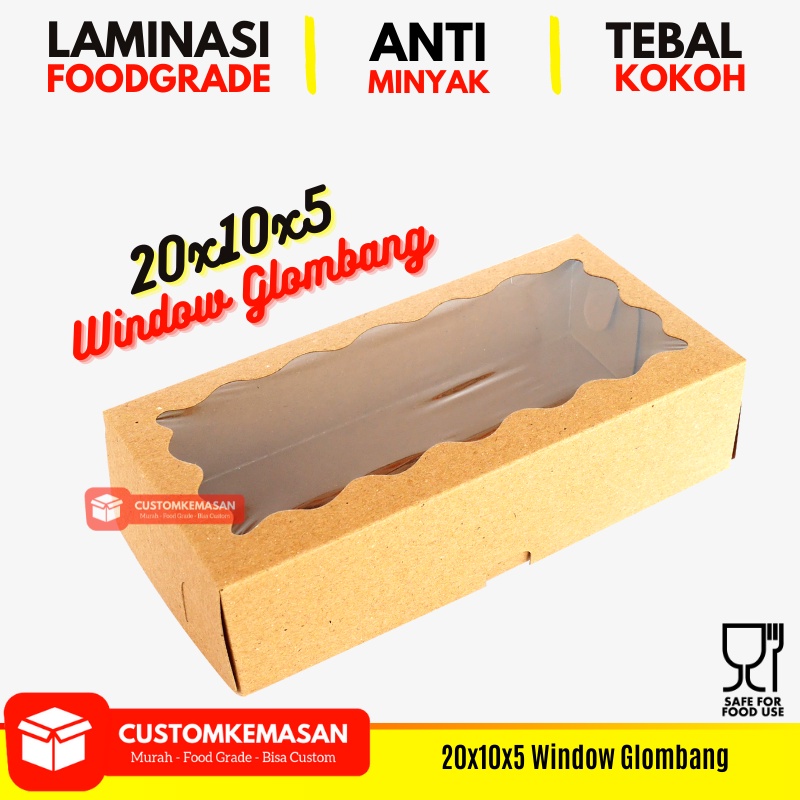 

Dus Brownies / Box Brownies / Wadah Brownies/ Kemasan Brownies 20x10x5 Jendela