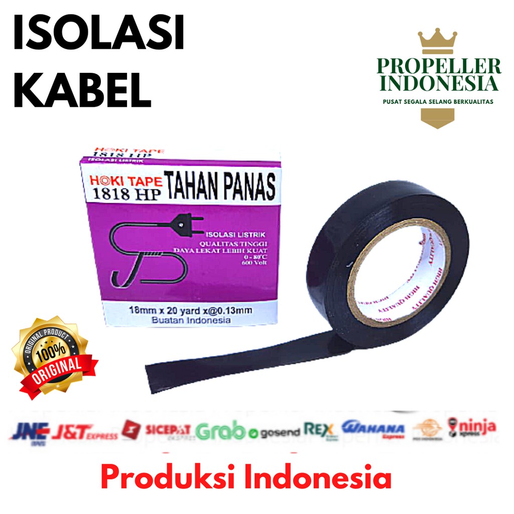 Isolasi Listrik Lakban Kabel Lisrik Hitam 18MM x 20Yard Tahan Panas