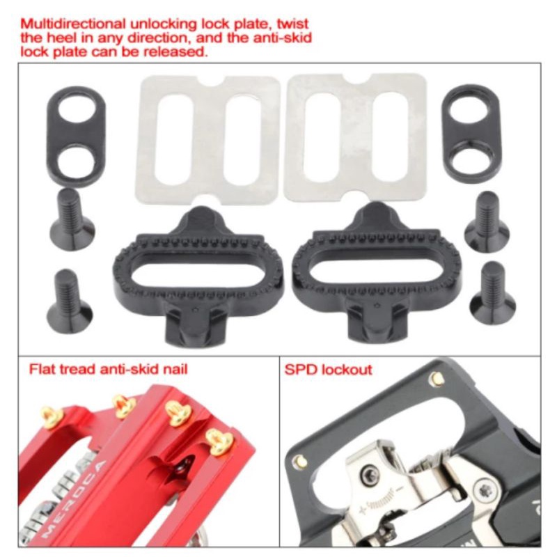 Pedal Dual Sided Cleat &amp; Flat Meroca Pedal Sepeda Hitam