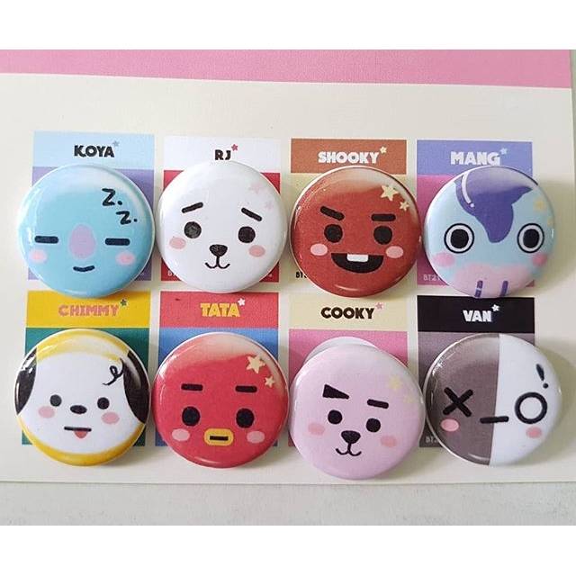 bts pin button bt21 bts brooch kpop bangtan boys jimin suga taehyung jhope rapmon jungkook