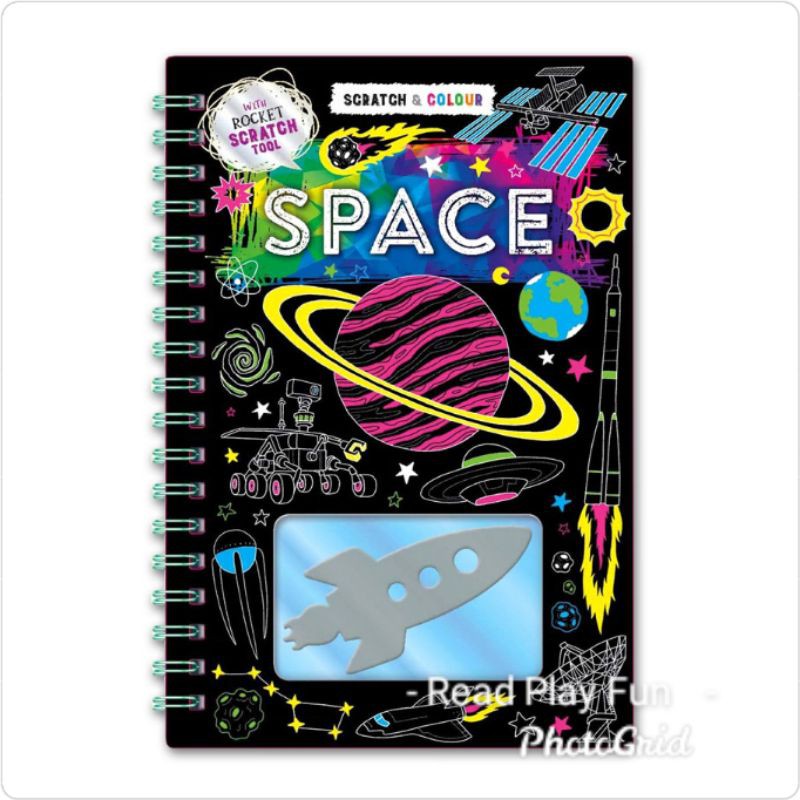 

Scratch & Colour SPACE with cool scratchy pages & fantastic colouring pages