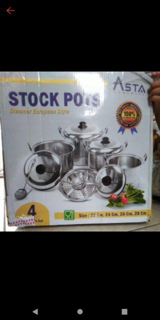 Panci Set Stockpot Dan Steamer Set Stainless Steel Free Cupit