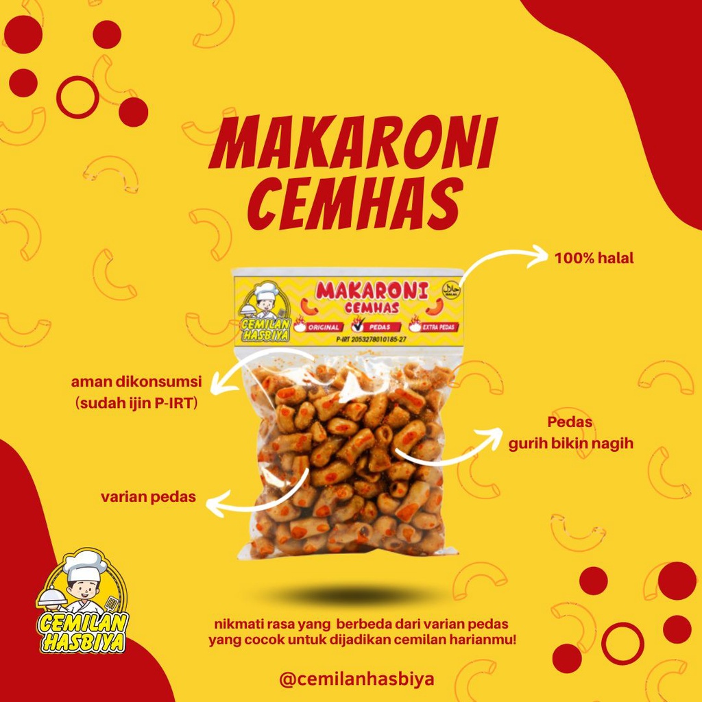 Makaroni cemhas Cemilan Hasbiya isi 30pcs,Makaroni bantet extra pedas,Makaroni bantet khas tasikmalaya