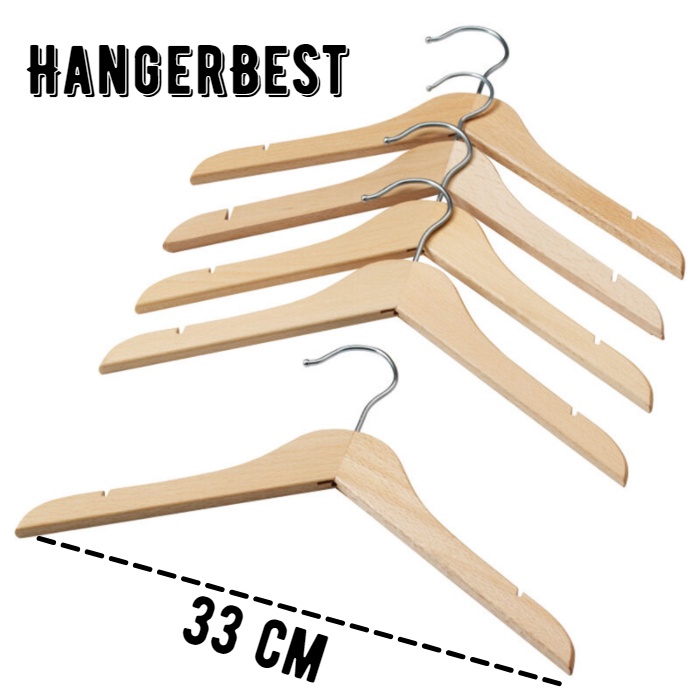 Hanger Kayu Anak (Wood) Warna Natural (1 Lusin) / Gantungan Baju