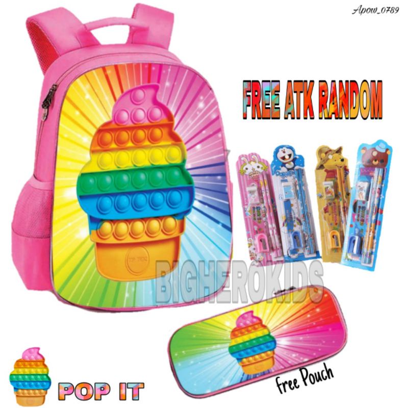 pdf tas ransel anak usia 3-9 tahun pop it gratis ATK dan tempat pensil ransel print anak tas anak