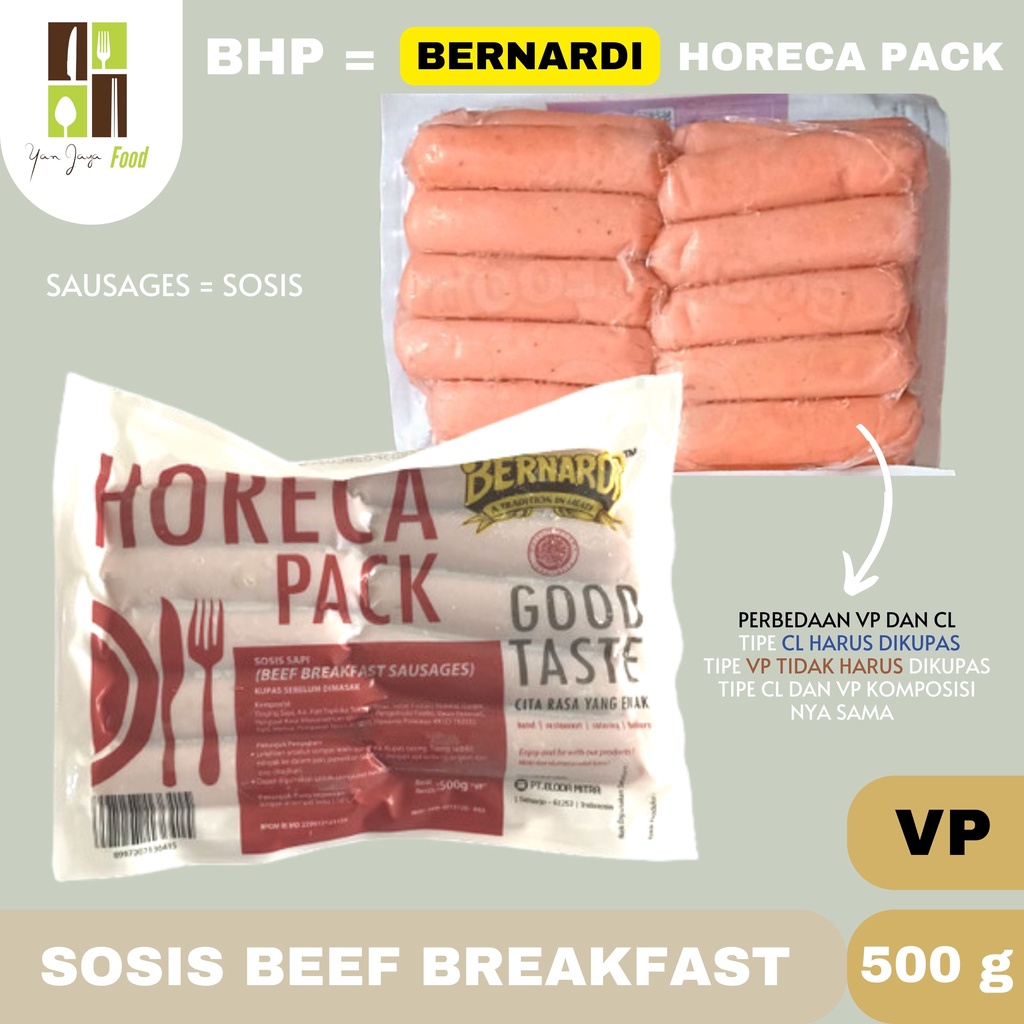 Bernardi Horeca Pack Beef Breakfast Sausages Sosis [ VP = Tidak Perlu Dikupas ] 500G