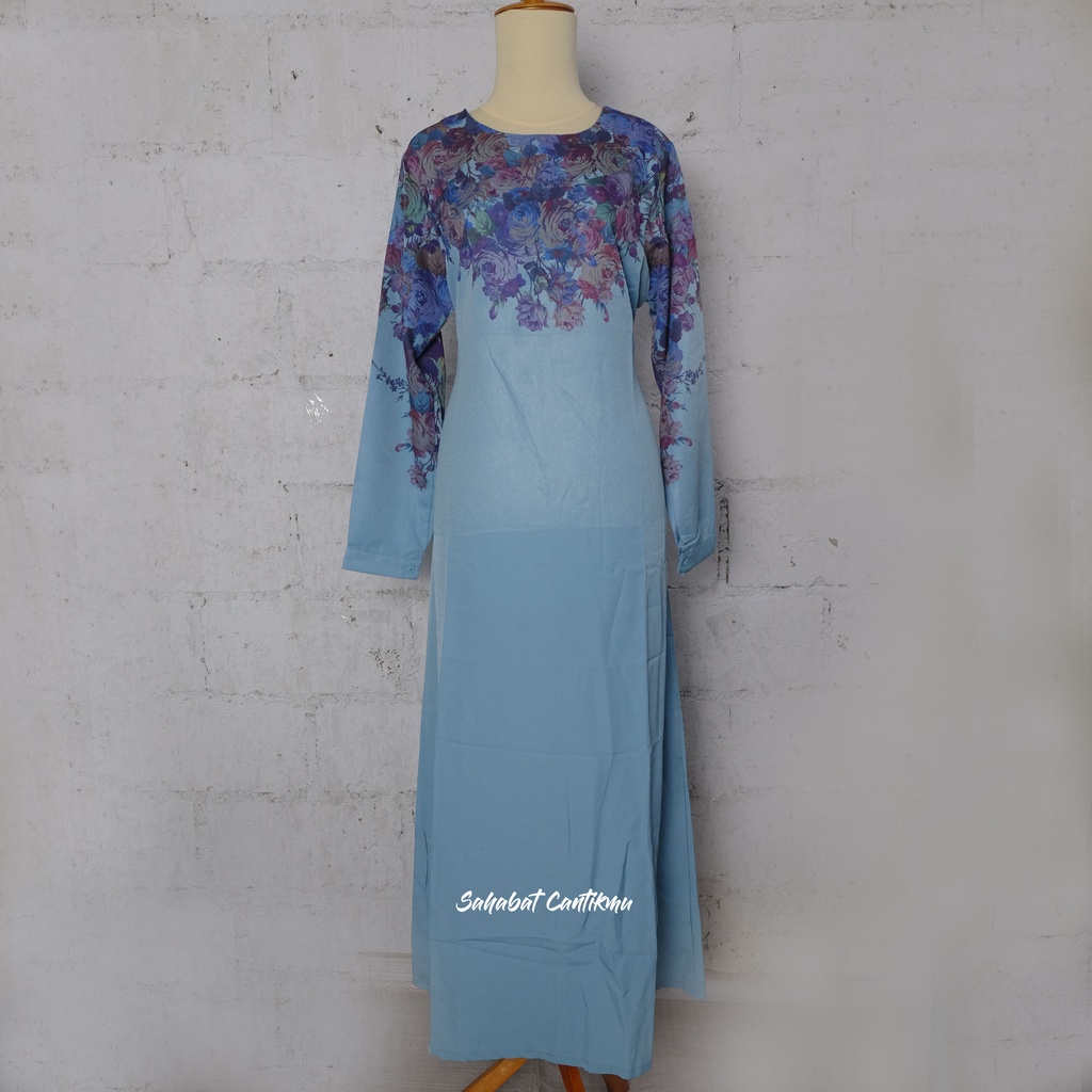 Gamis Bahan Silky Motif Bunga  By Sha Sha
