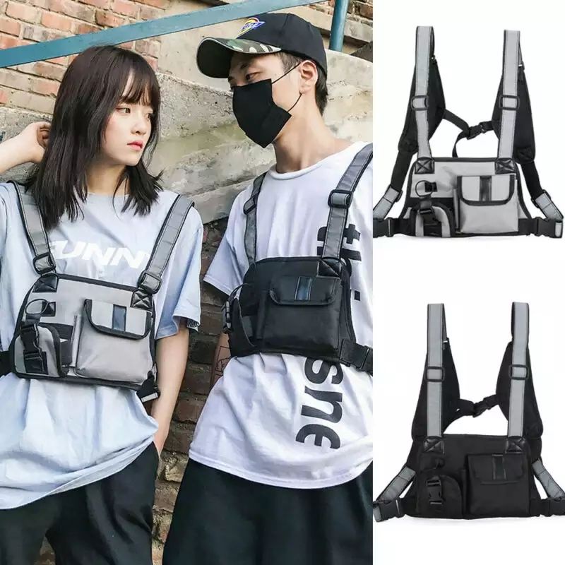 Fashion Hip Hop Unisex Selempang Tas Dada Bahu Untuk Pria/Wanita Kasual Oxford Rompi Pinggang