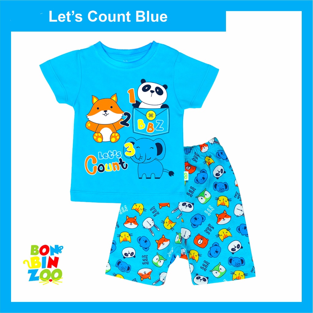 Setelan Baju Bayi Lengan Pendek Kancing Bahu Bonbinzoo