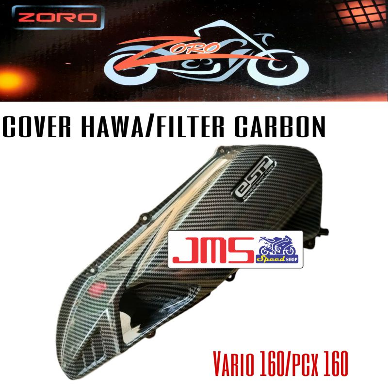 paketan cover tutup knalpot/filter hawa/corong knalpot carbon pcx 160 new dan vario 160 new zoro