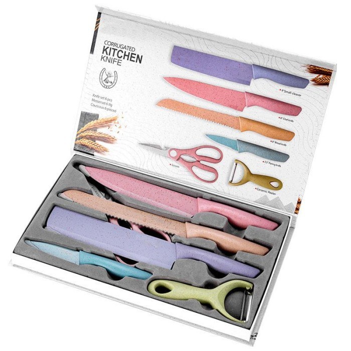 PISAU DAPUR SET KRAMIK ANDIN KITCHEN KNIFE SET 6 IN 1 MULTICOLOR