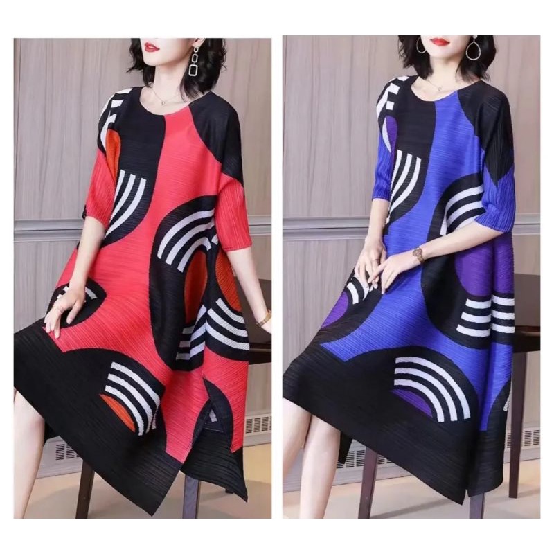 dress plisket premium/ dress plisket abstrak / dress plisket premium bangkok