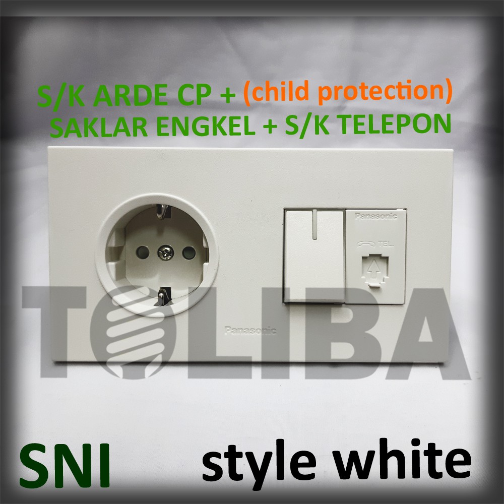 stopkontak cp + stop kontak telepon + saklar engkel minimalis style white ib panasonic sni