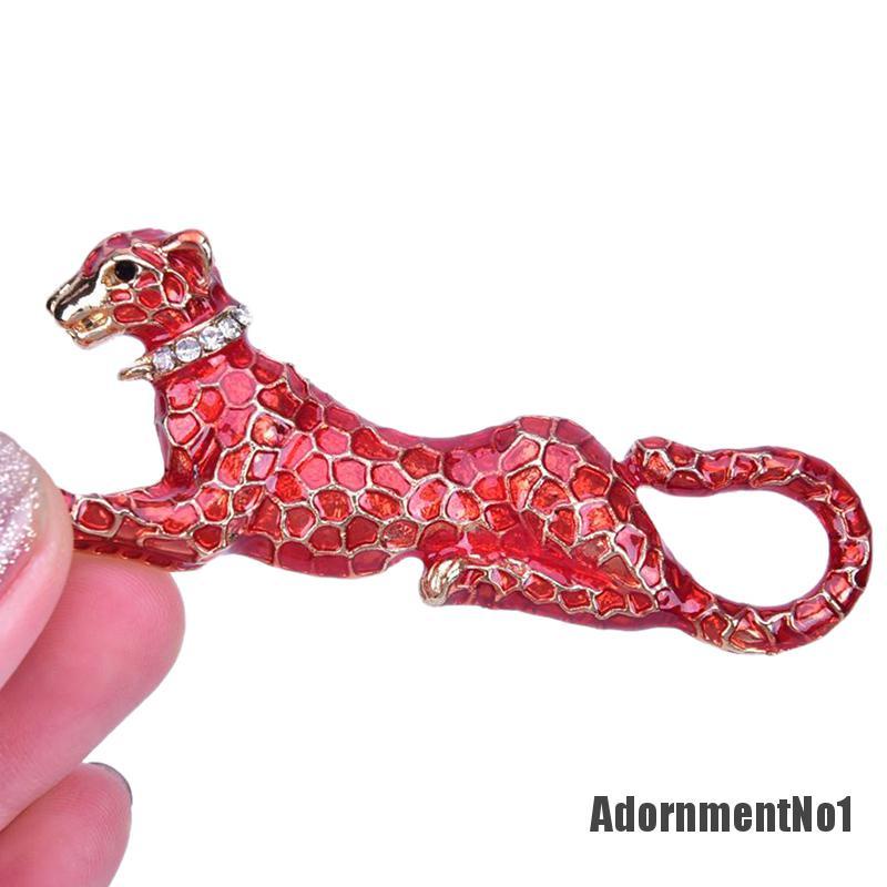 (Adornmentno1) Bros Pin Desain Leopard Merah Hias Kristal Untuk Wanita