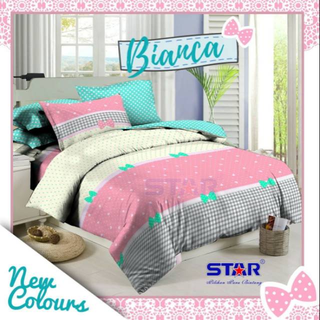 sprei katun star reasy 180x200x20 shabby bianca pink