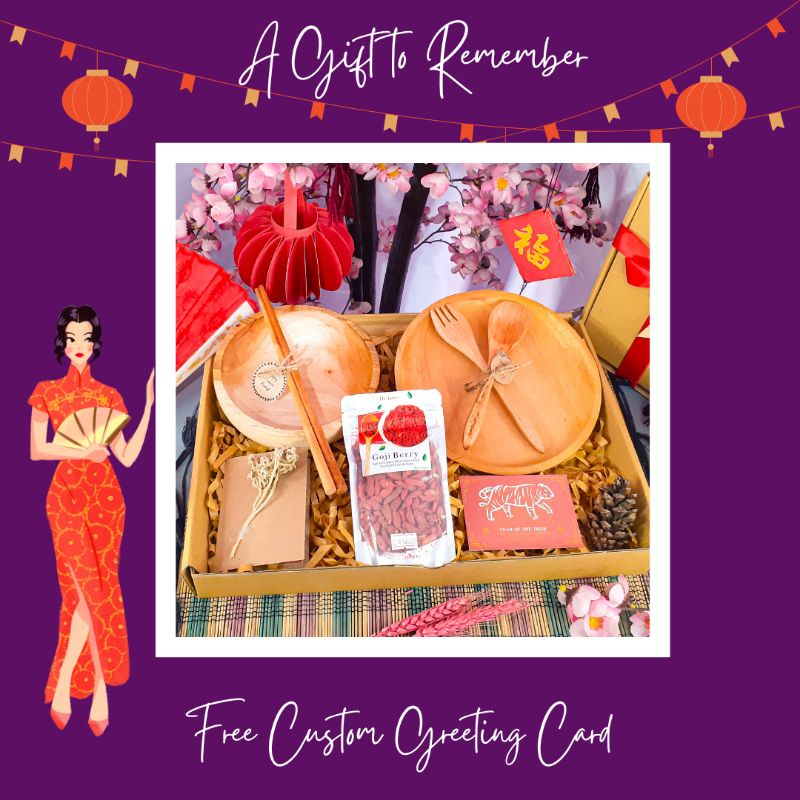 Hampers Imlek Peralatan Makan Kayu Gift Box Alat Makan Kayu Set For Chinese New Year