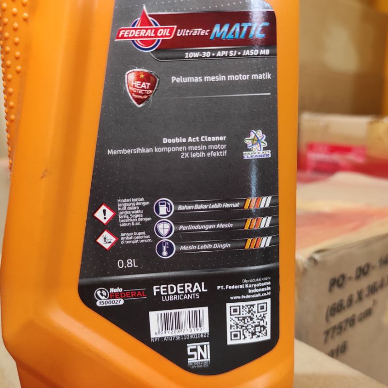 Oli Federal Matic Ultratech 800ML SAE 10W-30