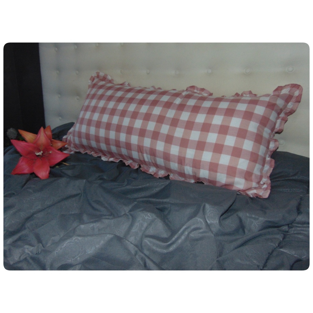 SARUNG BANTAL CINTA Rumbay Ruffle Ukuran Jumbo 45x95 cm Motif Kotak-kotak Gingham Estetik Kekinian dari Ismi Store