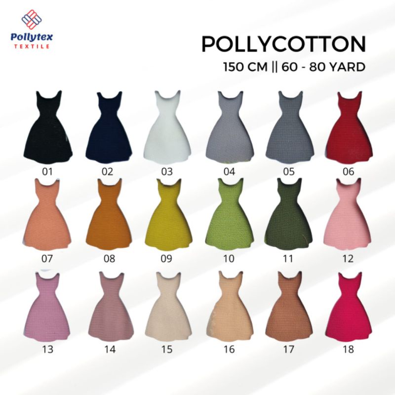 Bahan Kain Pollycotton / Double Hycon / Finne / Double Chiffon Premium  Lebar 150 cm ecer meteran per 0,5 meter