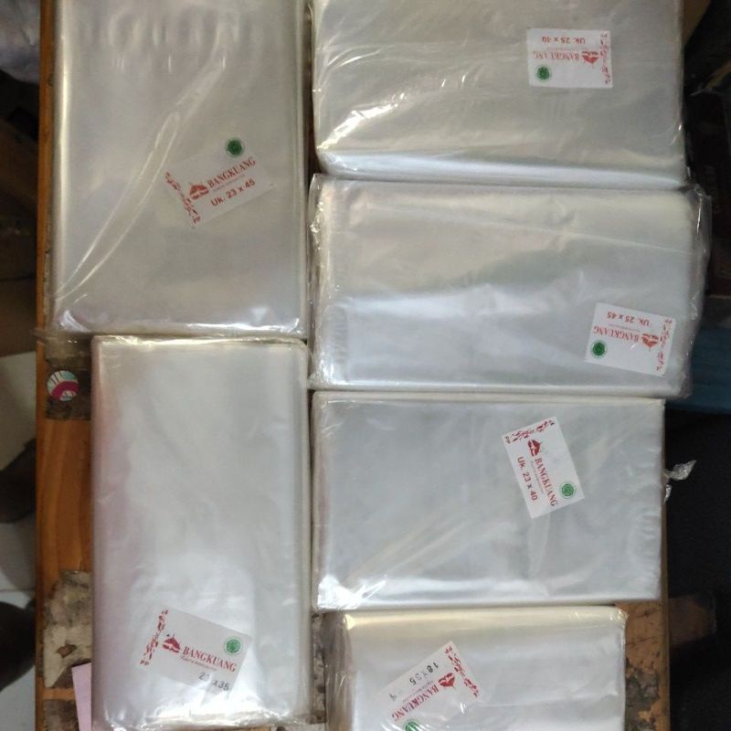 pp bangkuang plastik pp bening 03 17x25/17x35/ 18x35/ 20x30/ 20x40/ 23x35 /23x40 /23x45 / 25x35/ 25x