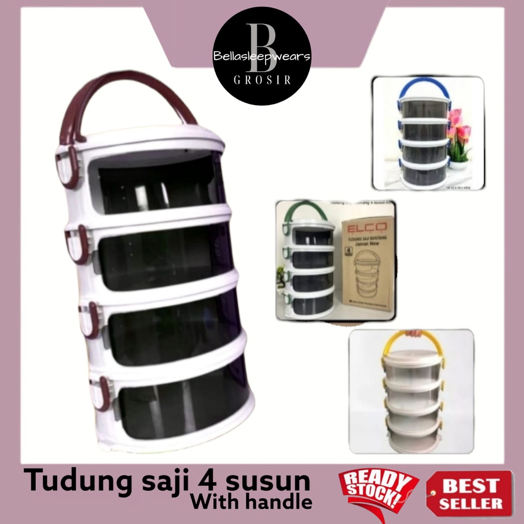 BELLA - BELLA- ELCO TUDUNG SAJI FOOD STORAGE 4 SUSUN WITH HANDLE HANDLING | TEMPAT PENYIMPANAN MAKANAN PRAKTIS DIBAWA TRAVELING