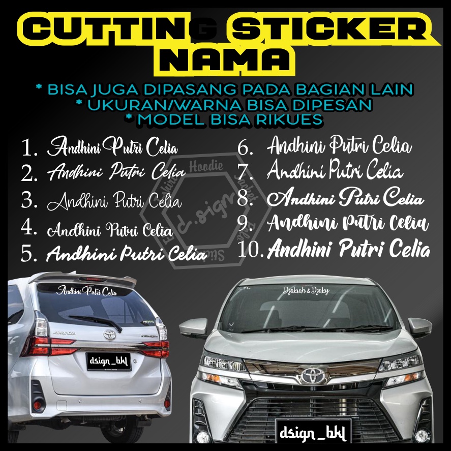 Cutting Sticker Nama Mobil Motor - Huruf Keren