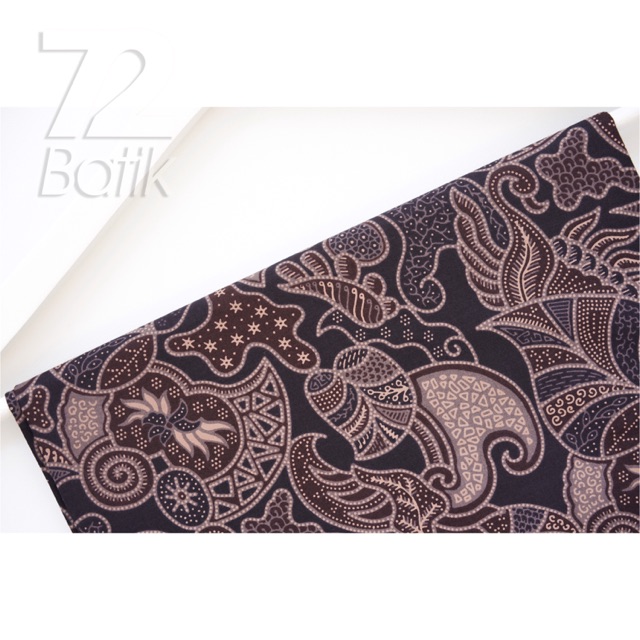 KAIN BATIK PREMIUM Bahan Katun Motif Daun Warna Hitam Item Black 729302 Cap 72 Jarik Jarit Samping Kebat Panjang Batik Katun Modern Premium Bahan Seragam Batik Pernikahan Kantor Keluarga Murah Kamen Jadi Batik Bali Lembaran