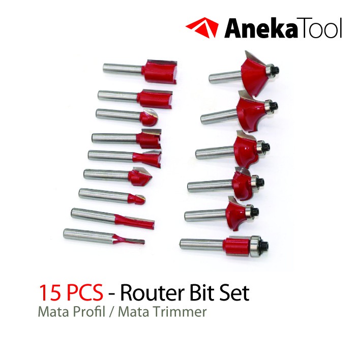 AnekaTool Mesin Router Bit Set 15 Pieces