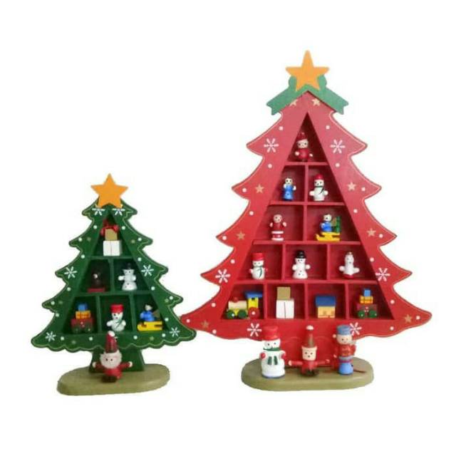 Pohon Natal Kayu Besar Santa Snowman Hiasan Ornamen Dekor Garland Gift