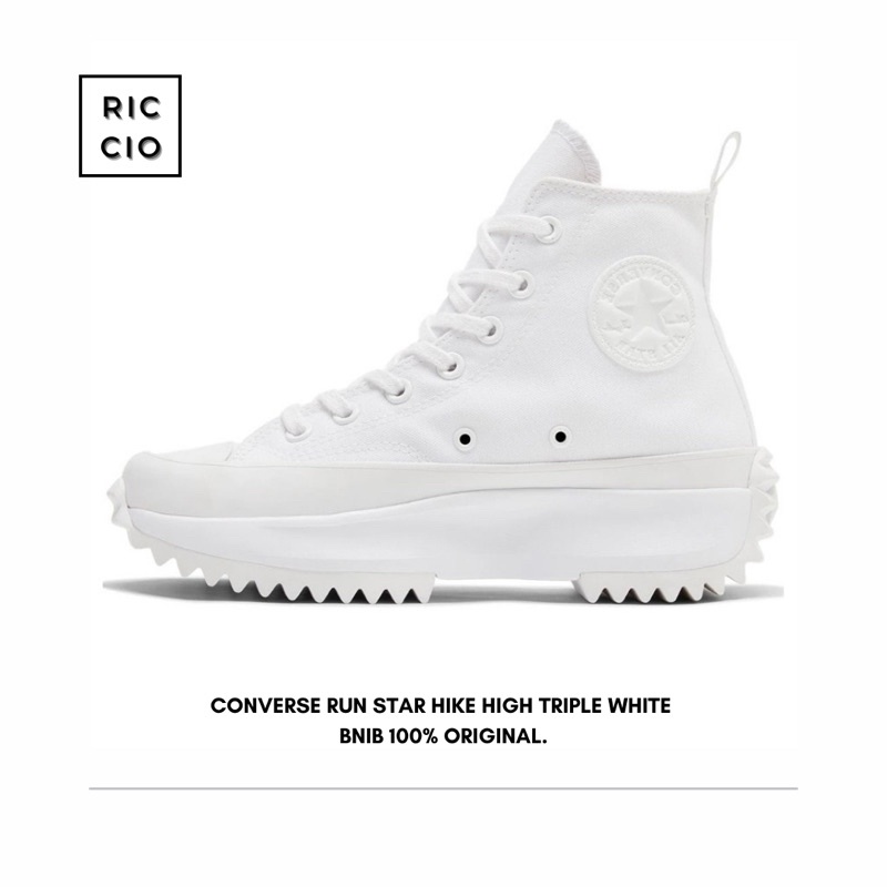 converse run star hike trainers in triple white