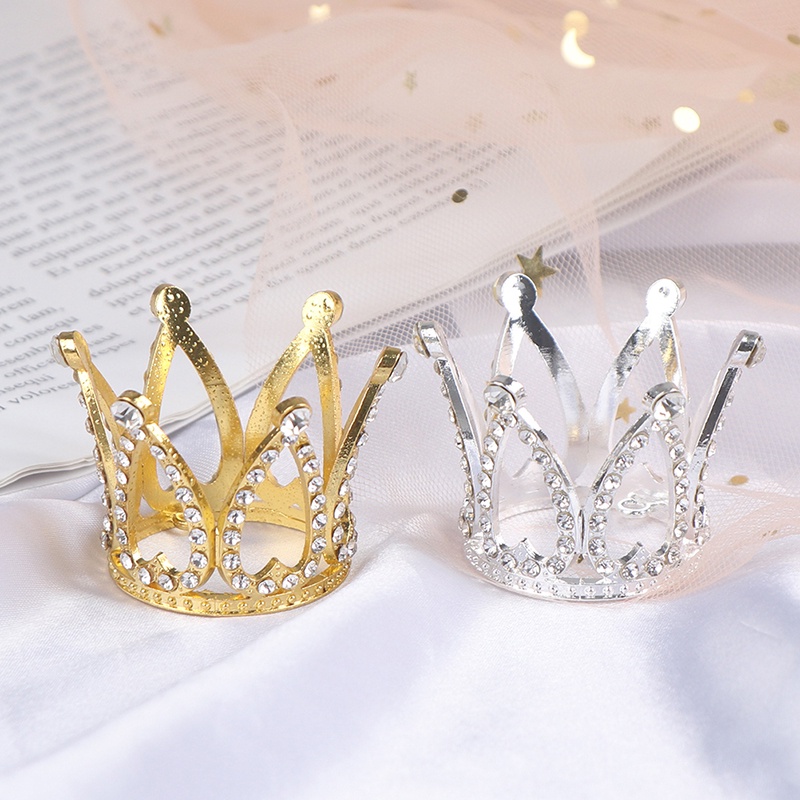 Mahkota Tiara Kristal Berlian Imitasi Mini DIY Dekorasi Kue Ulang Tahun / Pernikahan / Baby Shower