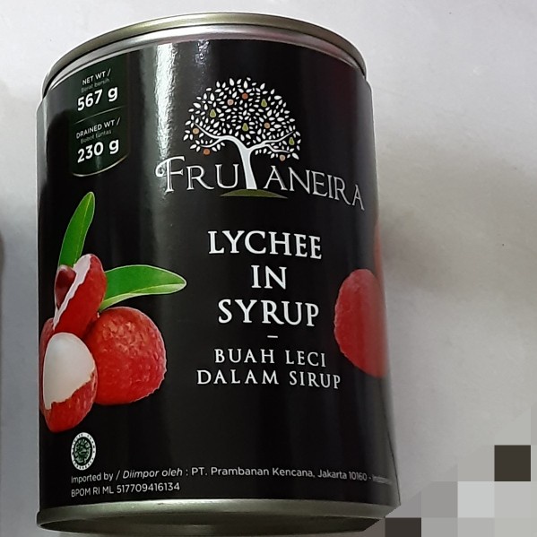 

sa2011aa Frutaneira Buah Kaleng Lychee In Syrup - Tanpa Buble/Dus Xa20X1