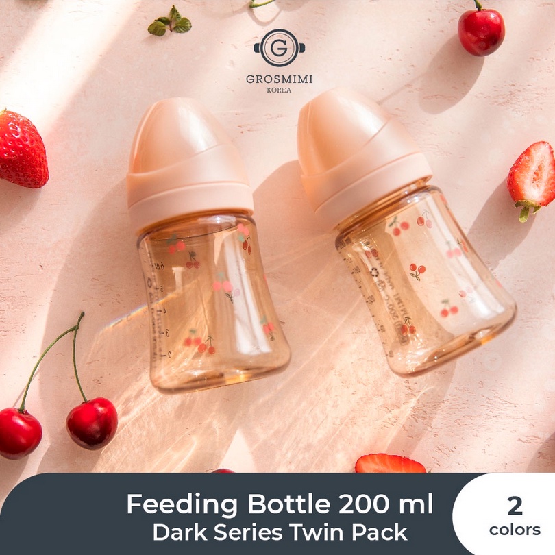 Grosmimi PPSU Cherrish Feeding Bottle 200ml / 300ml - Bottle Baby Botol Susu Anak Bayi Dot